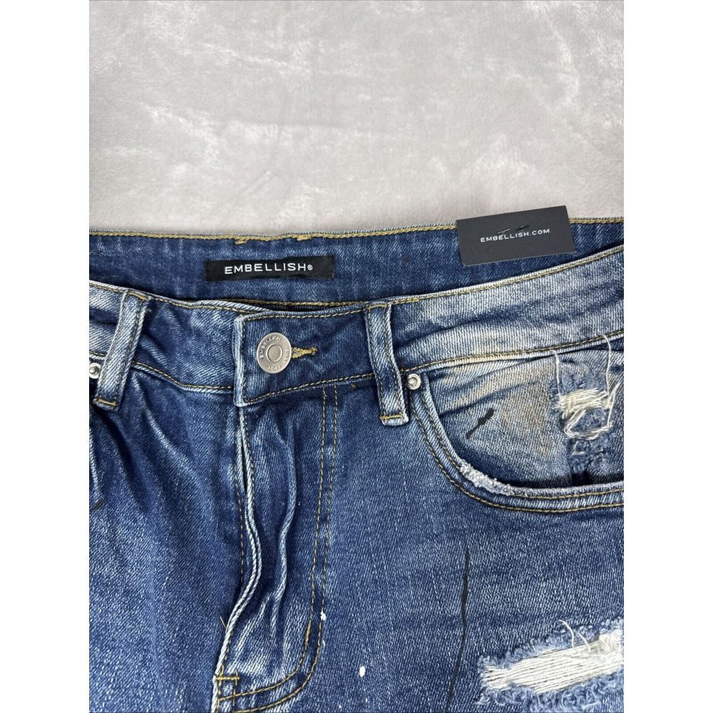 Embellish Men's Rip & Repair Patchwork Distressed Skinny Fit Denim Reptile - Picture 3 of 11